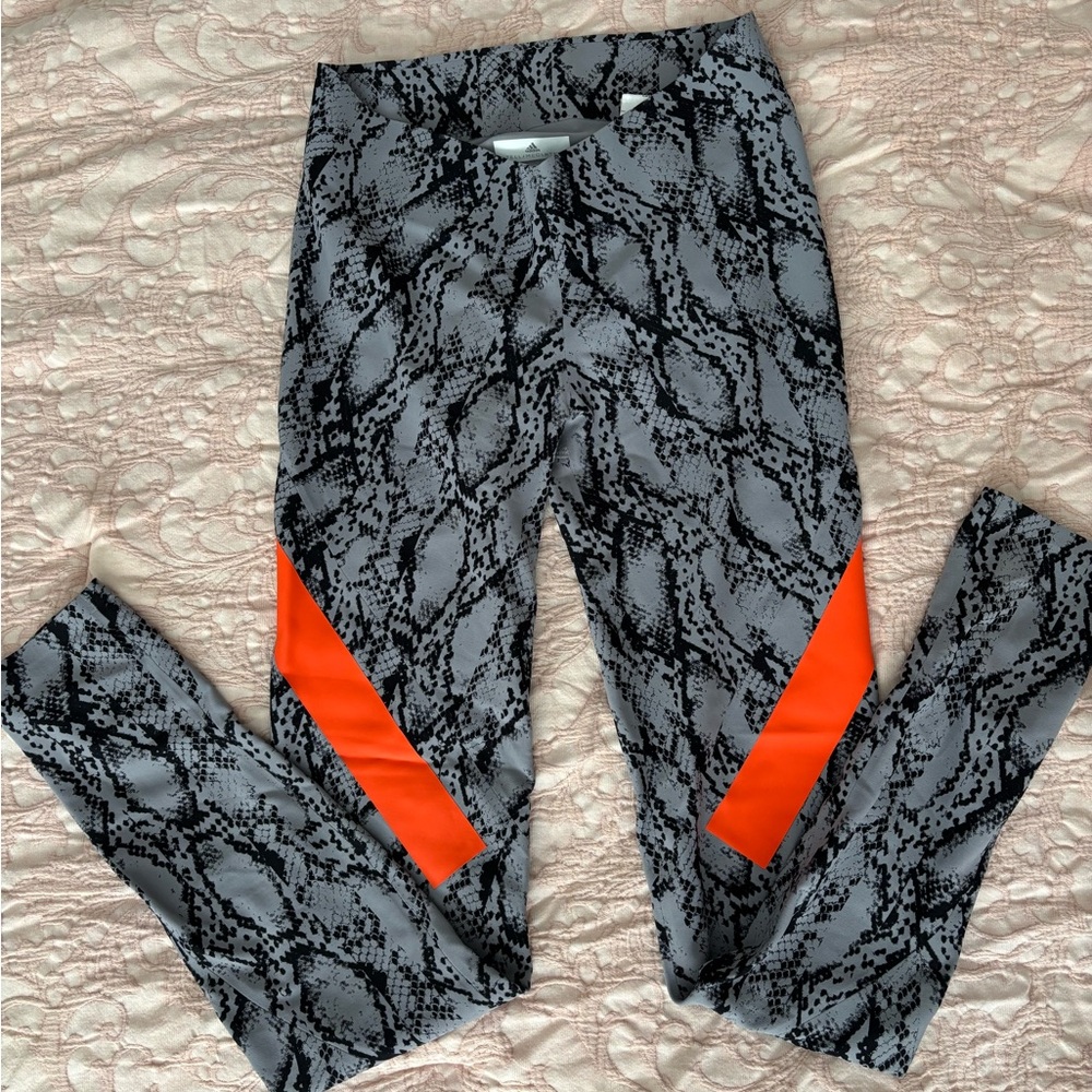 Adidas Gray and Red Patterned Leggings
